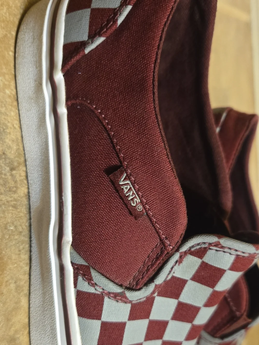 Burgundy/Maroon & Gray VANS